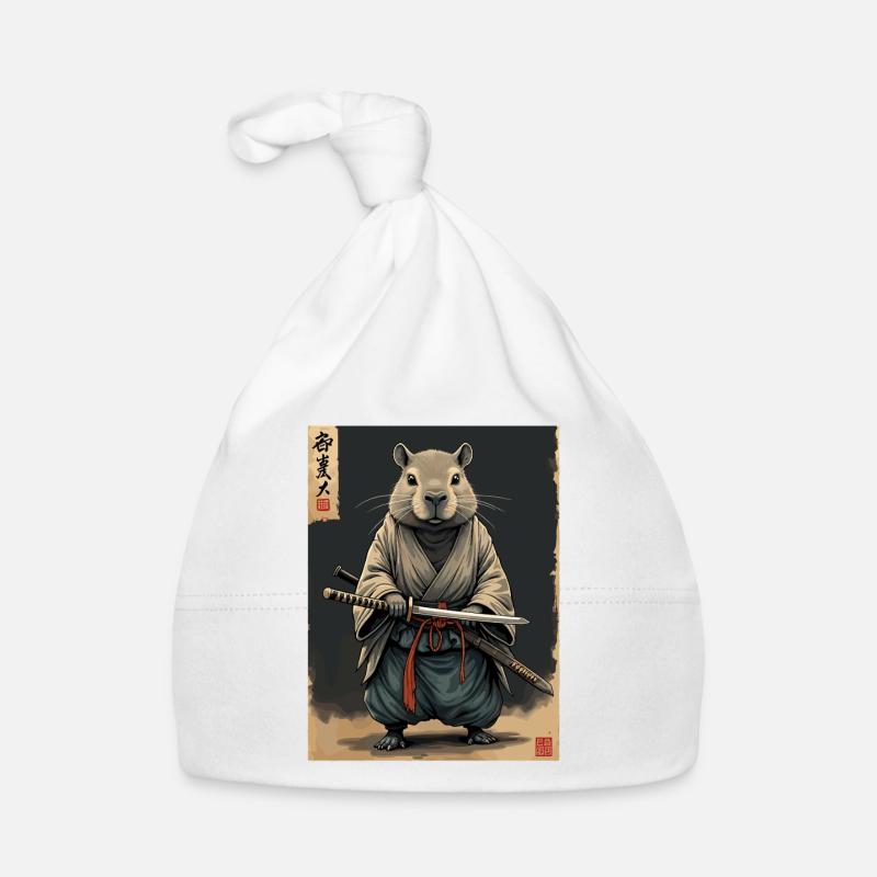 Cappibara-Samurai mit Katana Baby Bio-Mütze