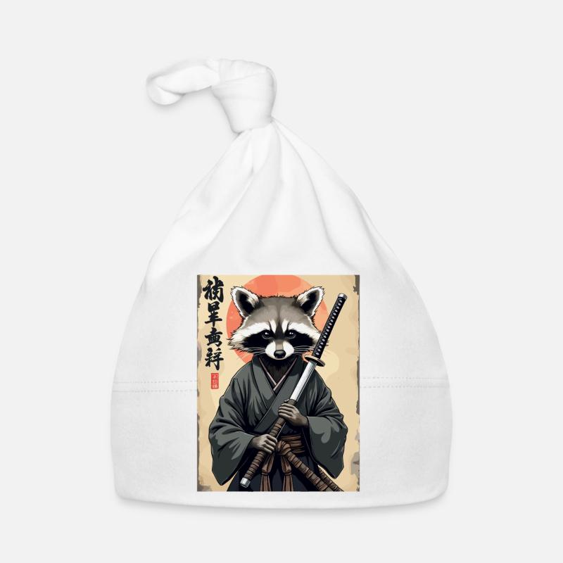 Waschbär Samurai im Kimono Baby Bio-Mütze