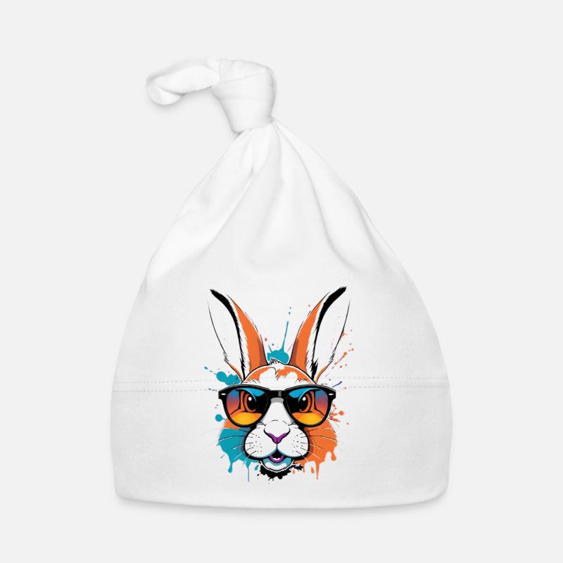 Colorful Daredevil Bunny with Sunglasses Organic Baby Cap