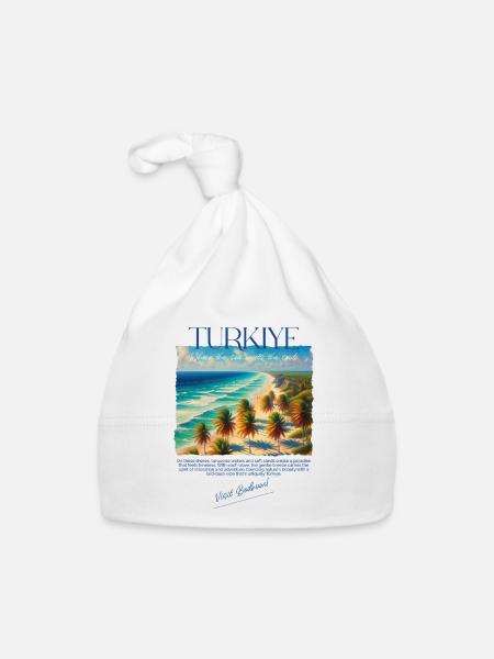 Turkey Bodrum Beach Holiday Design – Visit Bodrum - Organic Baby Cap - white - Front
