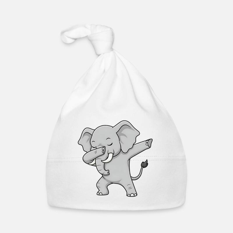 Éléphant cool dans le style dabbing - Bonnet bio Bébé - blanc