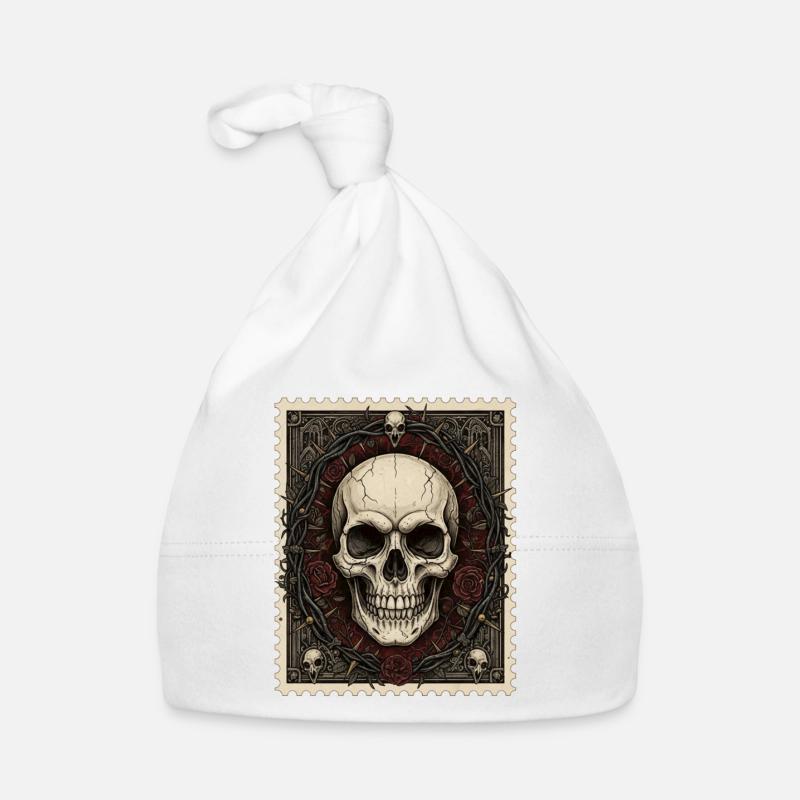 Totenschädel Krone aus Rosen Gothic Kunst Baby Bio-Mütze