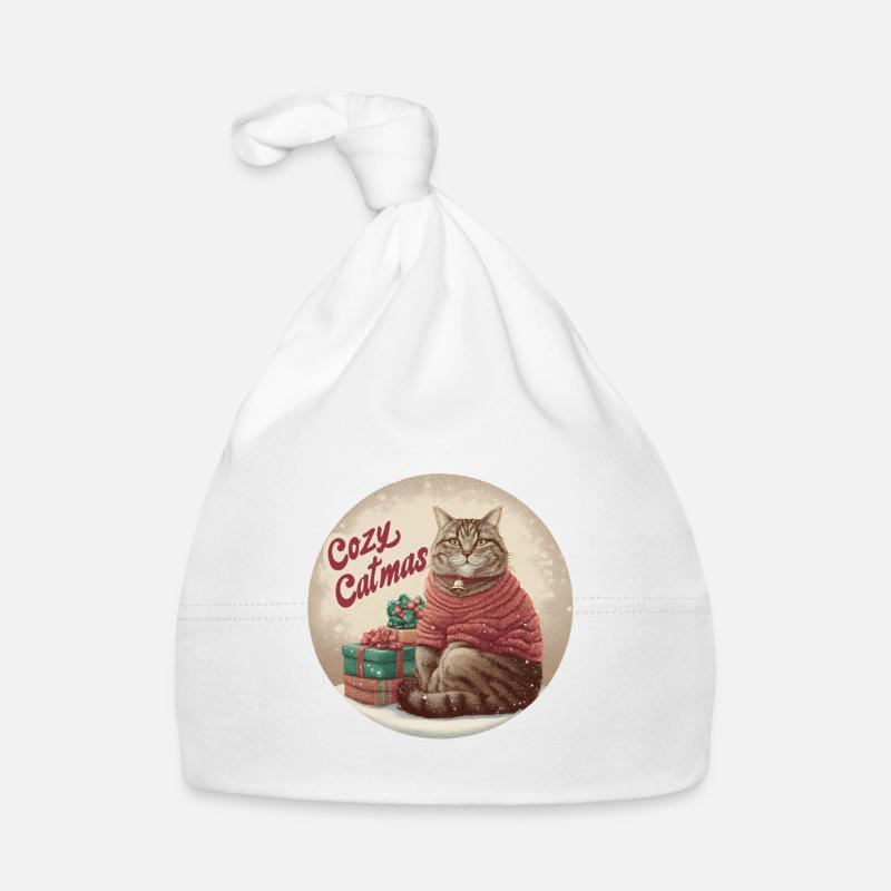 Chemise de chat de Noël Cozy Tabby en pull de Père Noël Bonnet bio Bébé