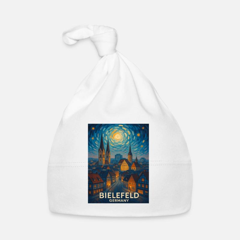 Bielefeld Nachtpanorama Skyline Baby Bio-Mütze