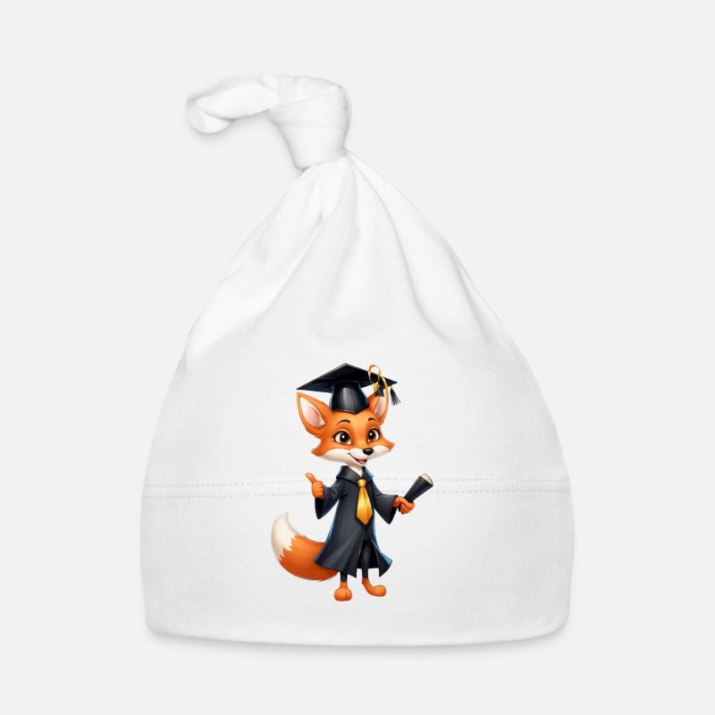Graduation fox with diploma hat Organic Baby Cap