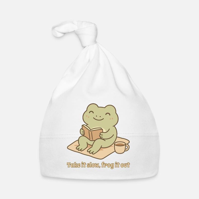 Reading Frog – Take it slow Design Organic Baby Cap
