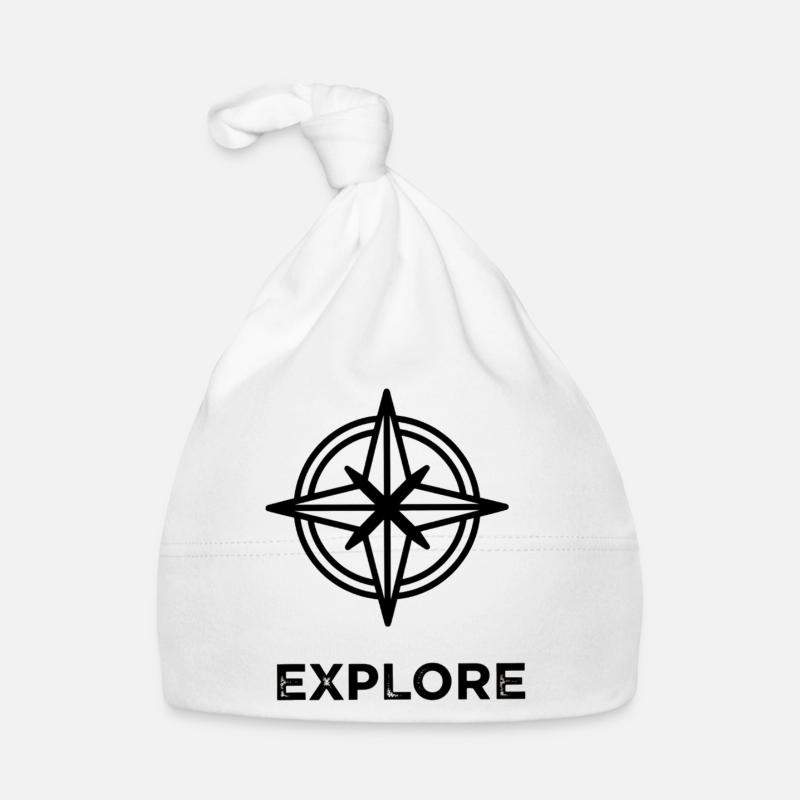 Kompassstern mit „Explore“ Schriftzug  Baby Bio-Mütze