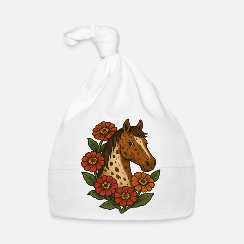 Blumen Pferd Porträt Baby Bio-Mütze