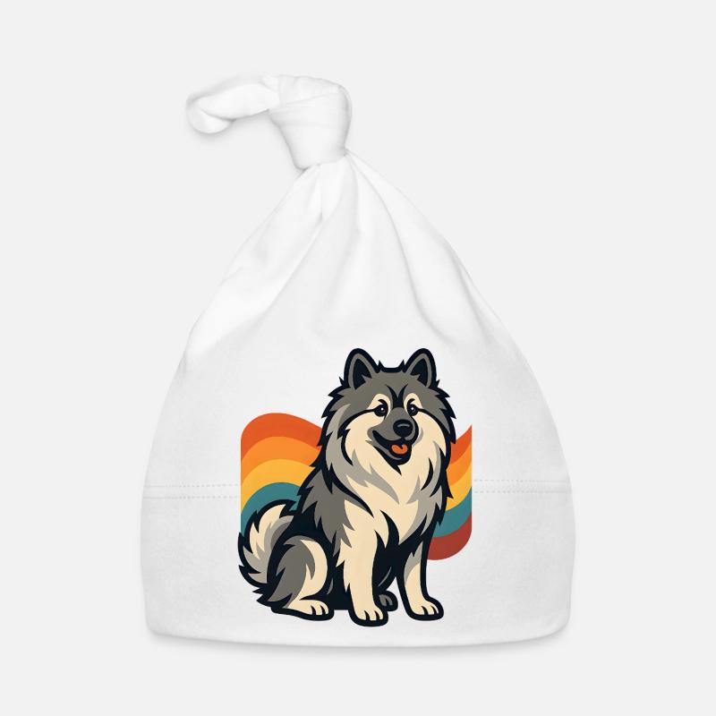 German Spitz Dog in Rainbow Background Organic Baby Cap