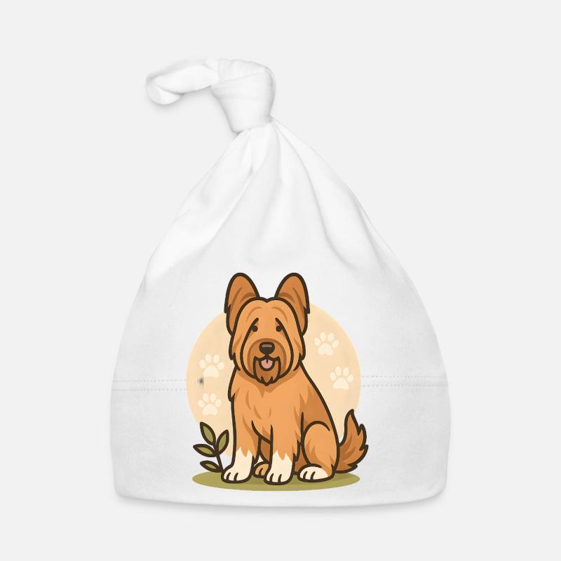 Cute Briard Dog with Paw Pattern Organic Baby Cap