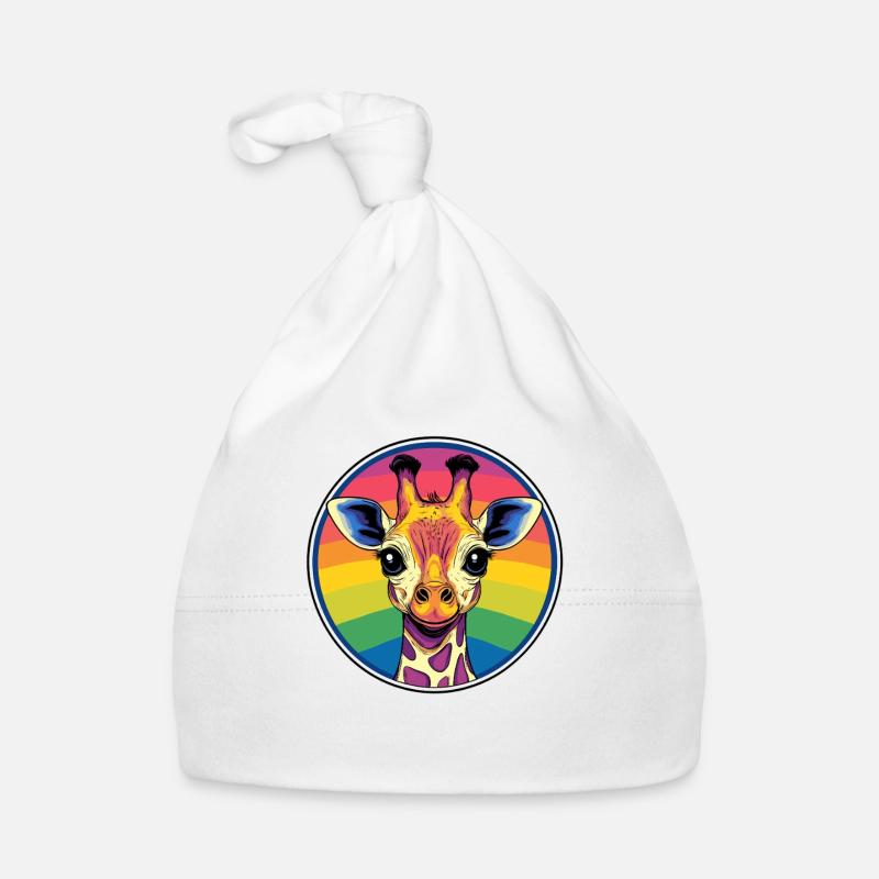 Regenbogen-Giraffenporträt Baby Bio-Mütze