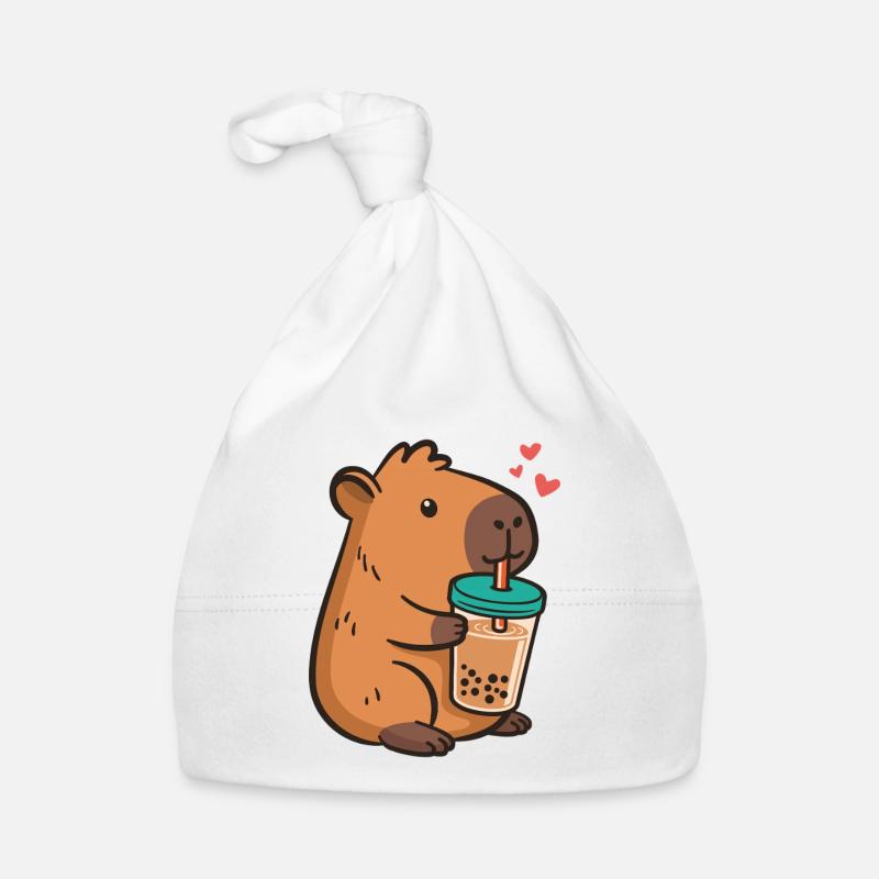 Capybara Bubble Tea Kawaii Boba Tee Milchtee Baby Bio-Mütze