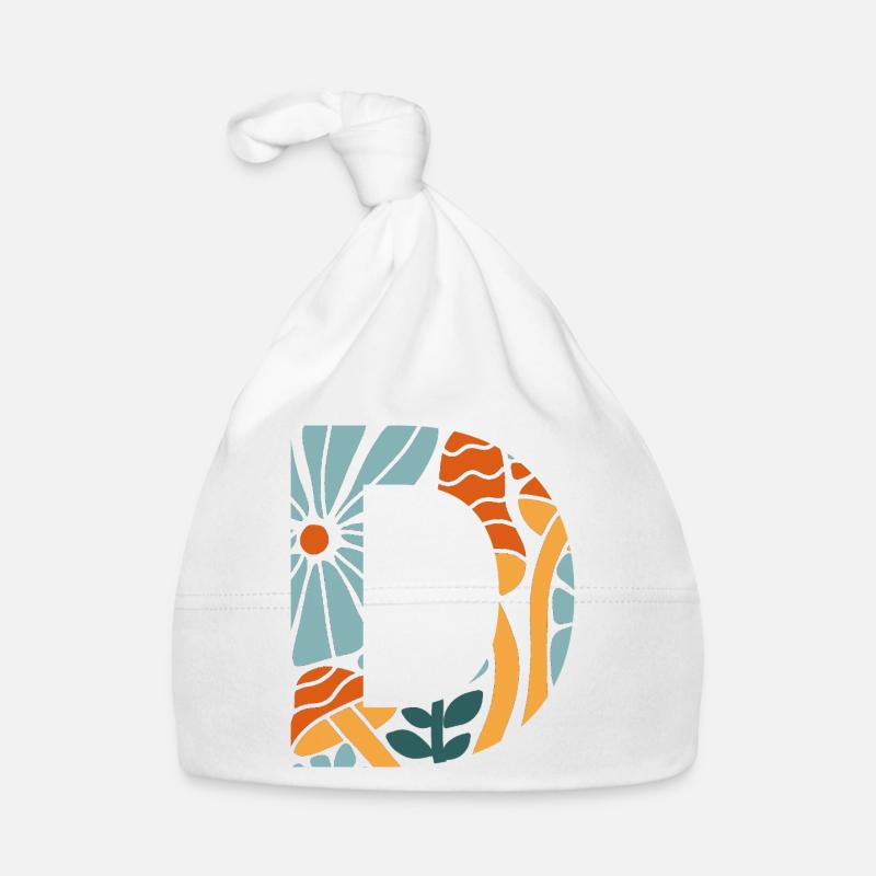 Buchstabe D Groovy Flowers Geschenkidee Baby Bio-Mütze