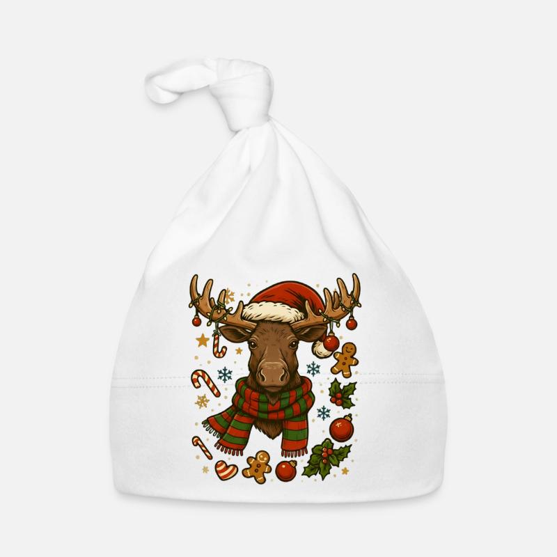 Elch an Weihnachten Baby Bio-Mütze