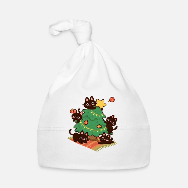 Purrsmas Cat Tree Glow, Funny Kittens Xmas  Organic Baby Cap