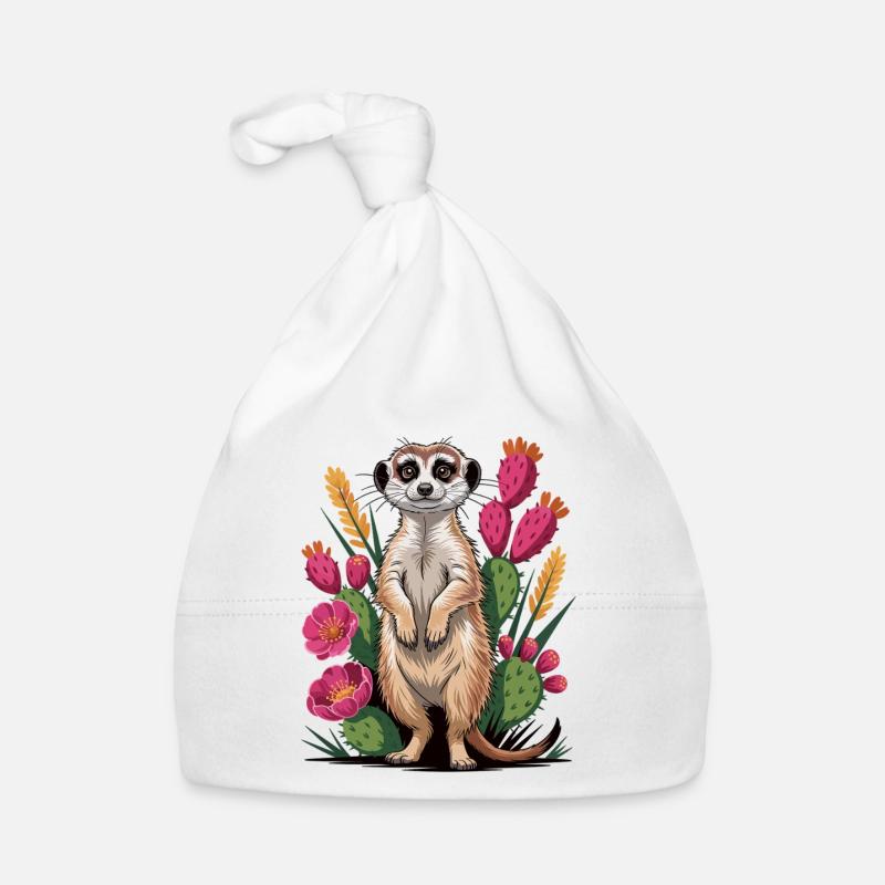 Cute meerkat between cacti Organic Baby Cap