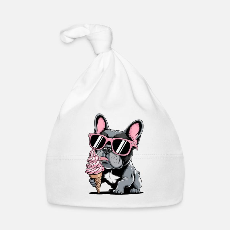bouledogue français avec glace et Bonnet bio Bébé