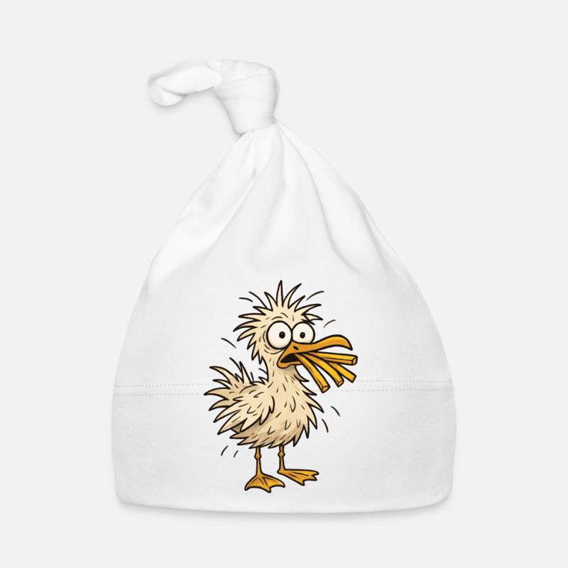 Funny seagull with fries Organic Baby Cap