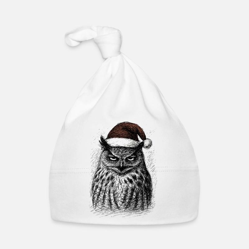 Müde Weihnachts- Eule Baby Bio-Mütze