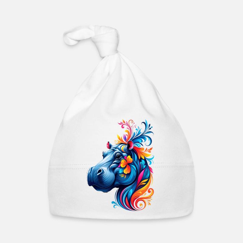 Cheval coloré avec des fleurs Bonnet bio Bébé