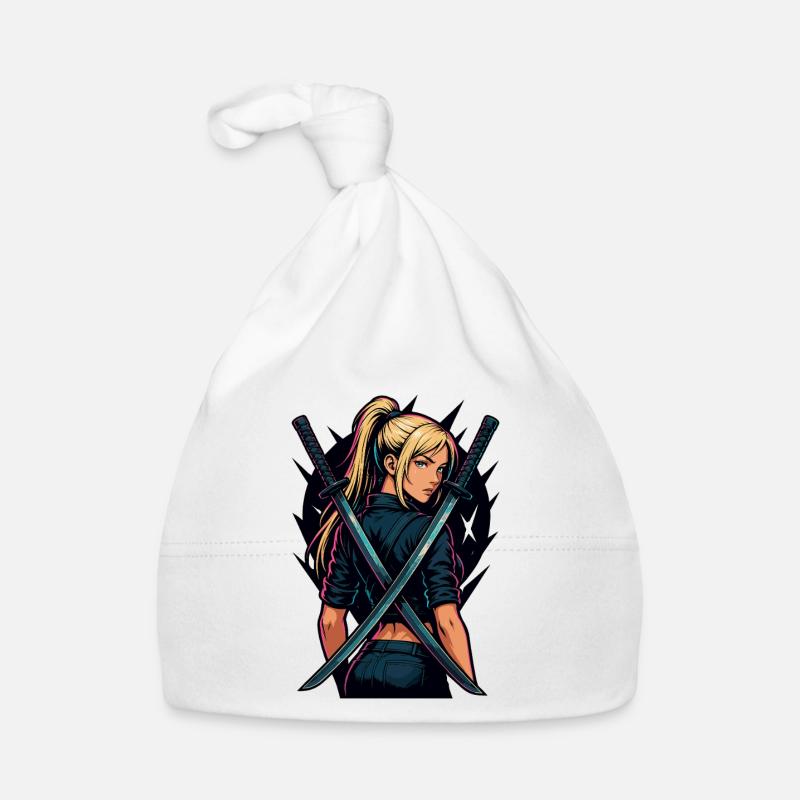 Fighter With Katana Action Heroine Manga Anime Organic Baby Cap