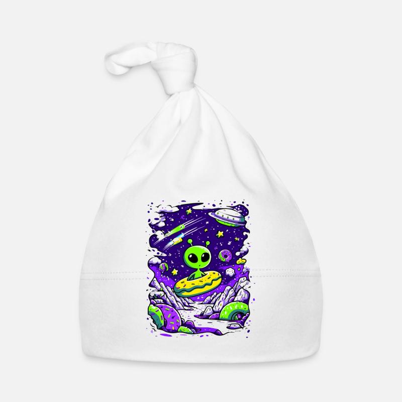 Alien donut in space Organic Baby Cap