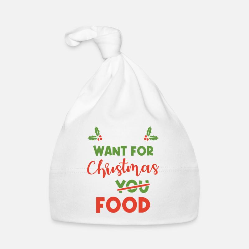 Tutto quello che voglio per Natale è cibo - Cappellino ecologico per neonato - bianco