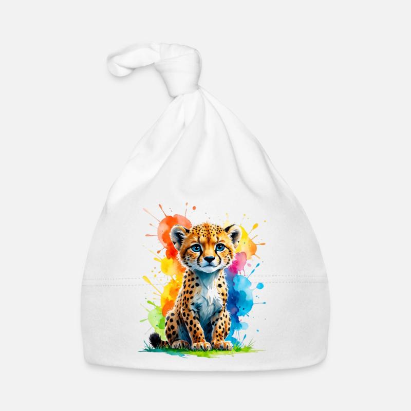 Éclaboussure colorée de petit guépard Bonnet bio Bébé