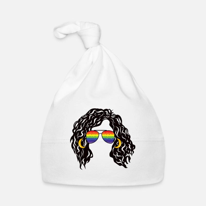 Regenbogenschattierungen Lockiges Afro-Mädchen-Haar Pride Retro Baby Bio-Mütze