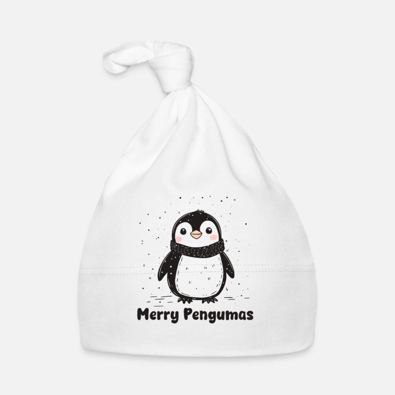 Joyeuses manchots, mignons manchots de Noël Bonnet bio Bébé