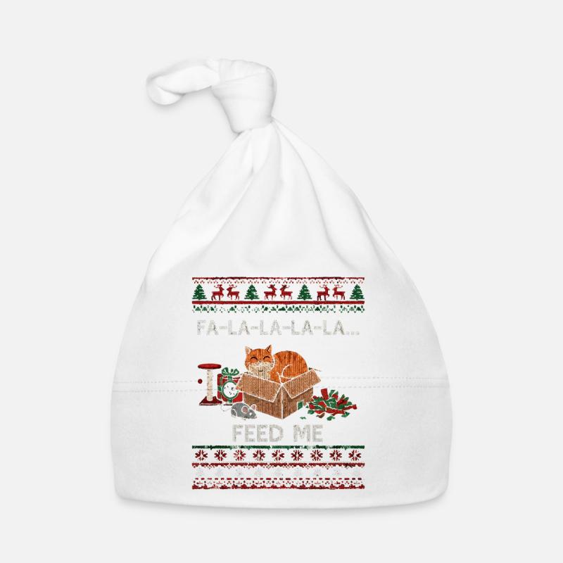 Weihnachtskatze im Karton – Futterbitten Baby Bio-Mütze