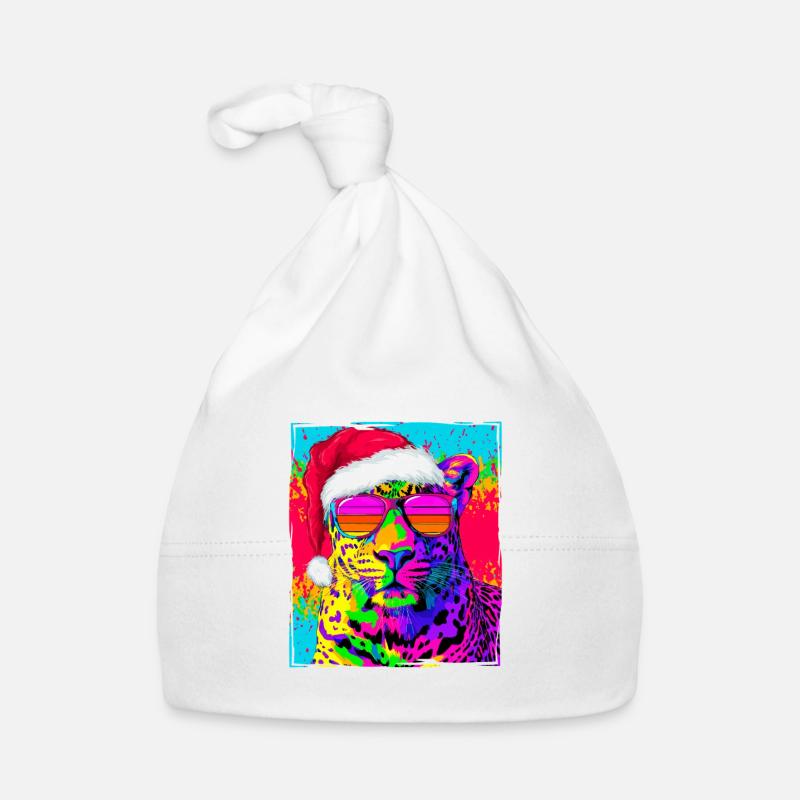 Portrait de Noël du léopard Bonnet bio Bébé
