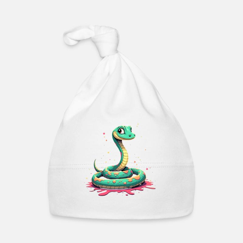 Teal snake with paint splashes Organic Baby Cap