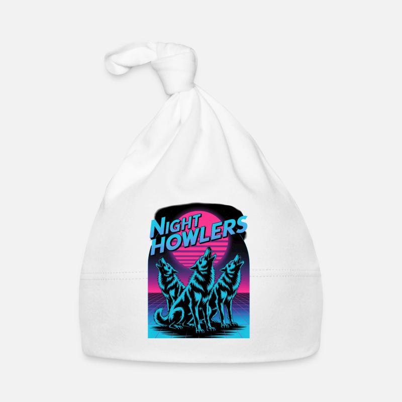 Night Howlers Retro Wolf Pack Moonlit Night Organic Baby Cap