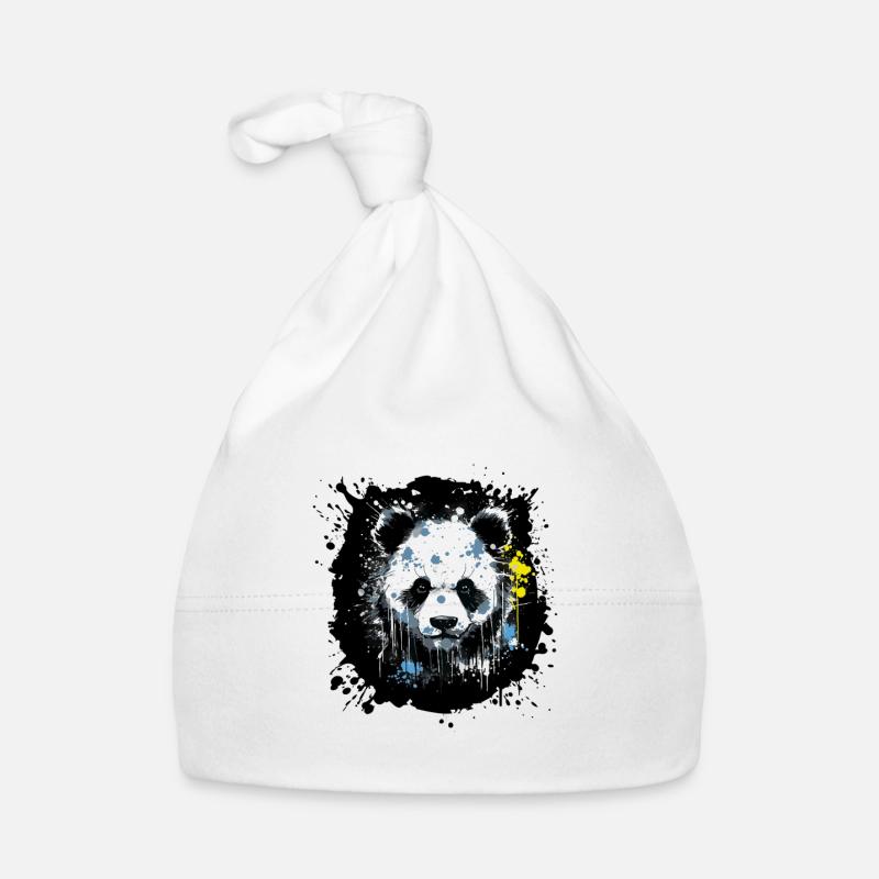 Panda Ink Splatter Art Organic Baby Cap