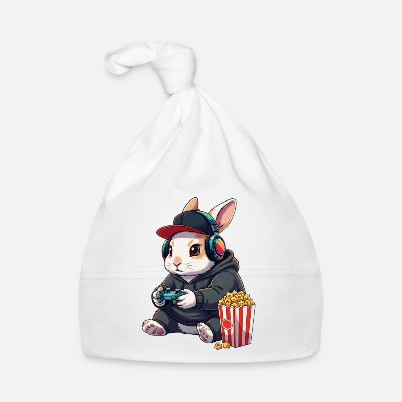 Rabbit Gamer mit Popcorn Baby Bio-Mütze