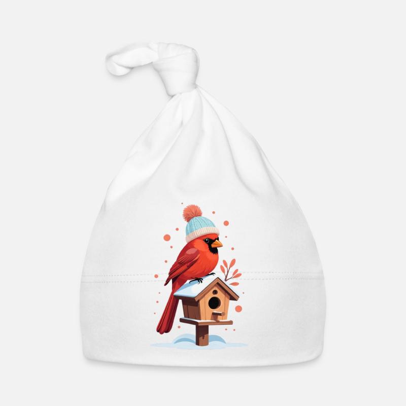 Winterkardinal am Vogelhaus Baby Bio-Mütze