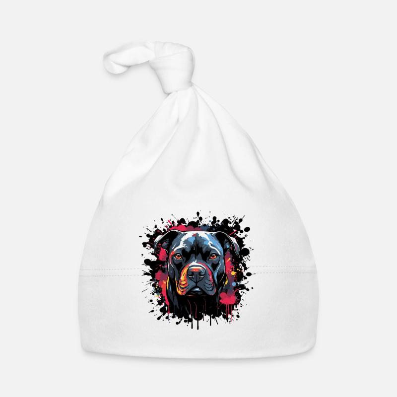 Explosion de couleurs Portrait de Pitbull Bonnet bio Bébé