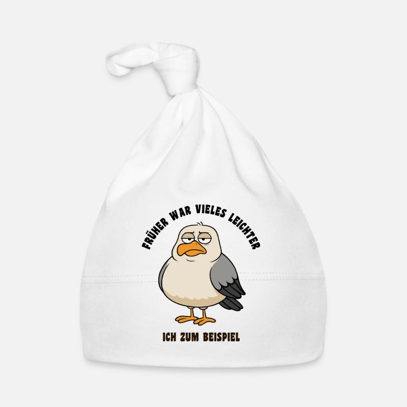 Früher war vieles leichter - Möwe Spruch - Baby Bio-Mütze - Weiß