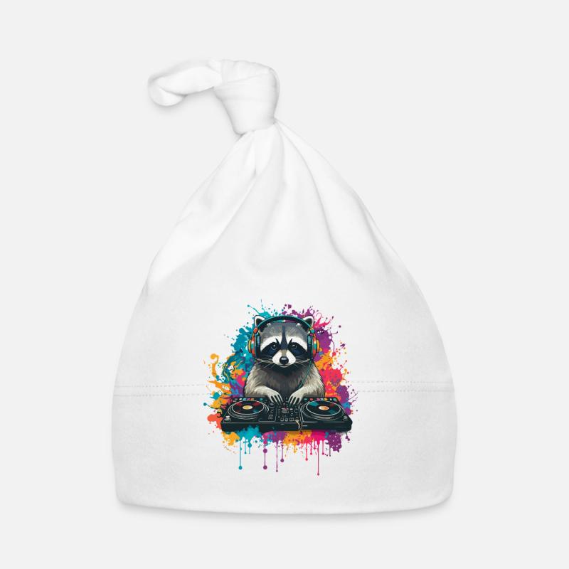 Raccoon at the DJ booth Organic Baby Cap