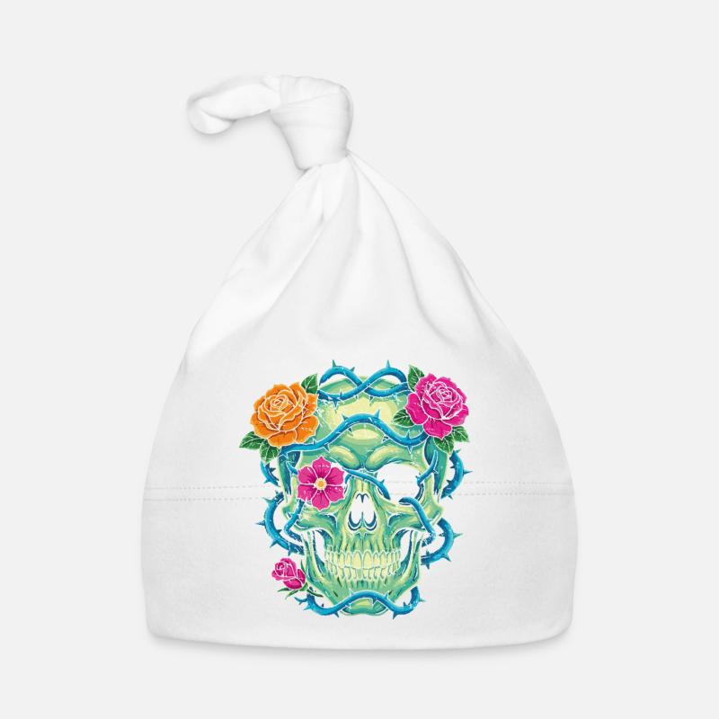 Floral Skull – Schädelkunst Baby Bio-Mütze