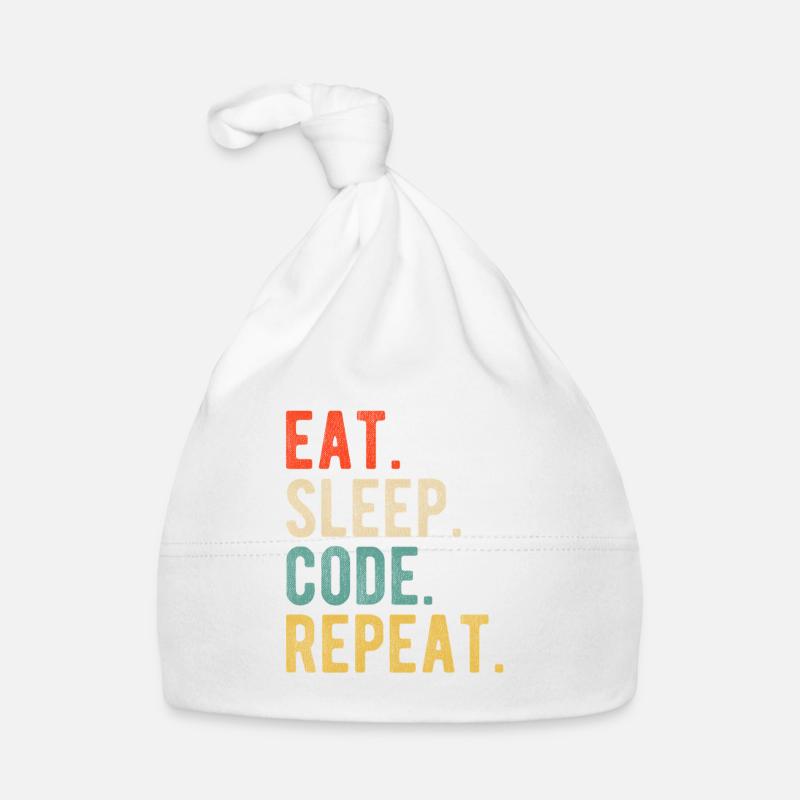 Eat Sleep Code Repeat Programmierer Nerd Retro Baby Bio-Mütze