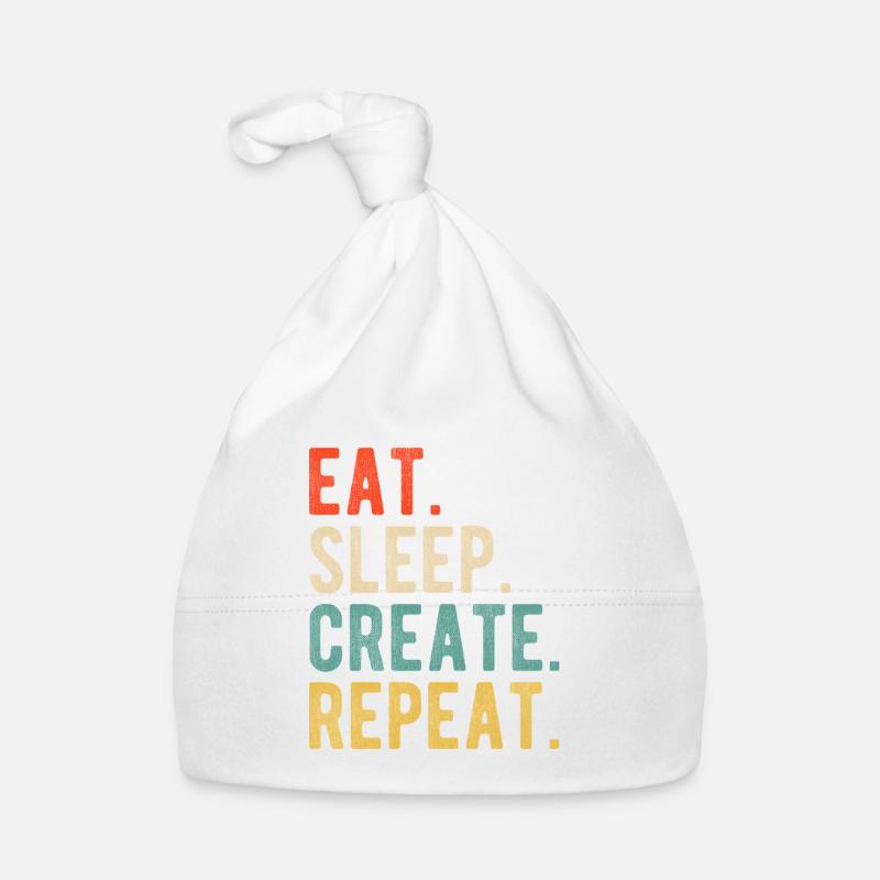 Eat Sleep Create Repeat Retro Design for Creatives Organic Baby Cap