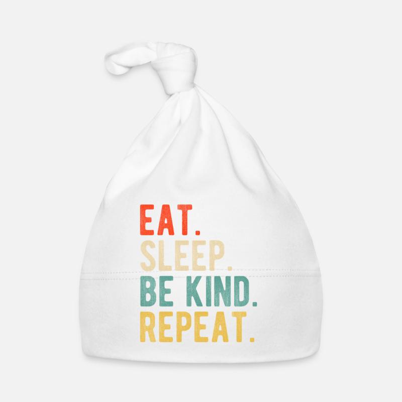 Eat Sleep Be Kind Repeat Retro Positive Statement Organic Baby Cap