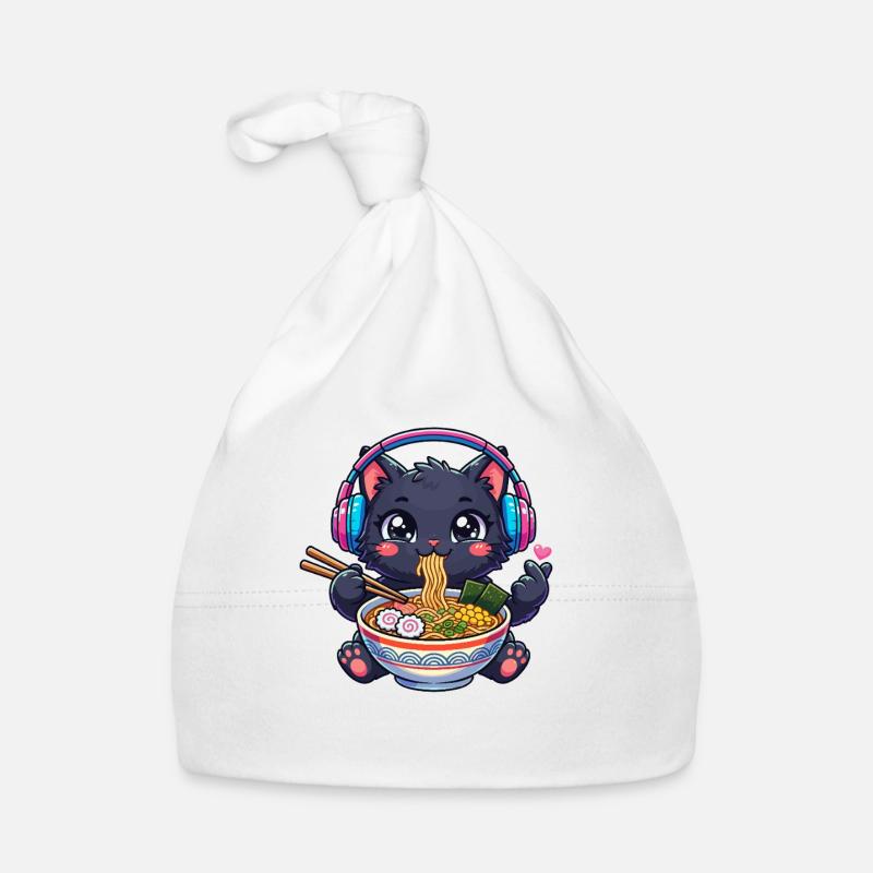K-pop de ramen chat noir kawaï Bonnet bio Bébé