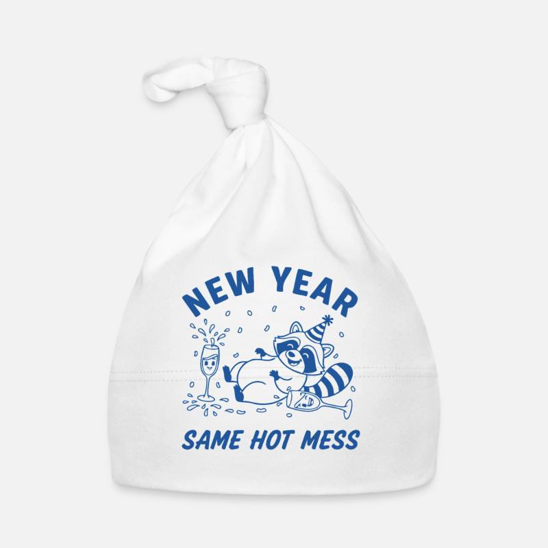 New Year Same Hot Mess Raccoon Fun Party Organic Baby Cap