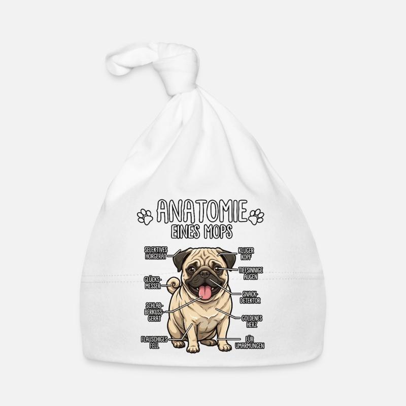 Anatomie eines Mops – Lustiges Hunde Shirt Baby Bio-Mütze