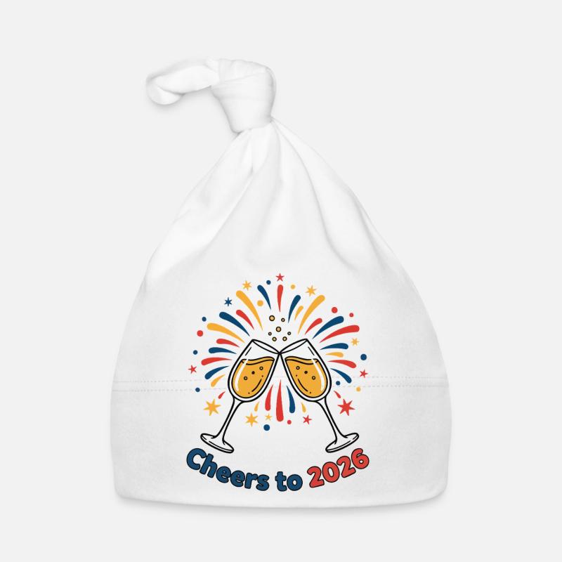 Prost auf das Design der Feuerwerksfeier 2026 Baby Bio-Mütze