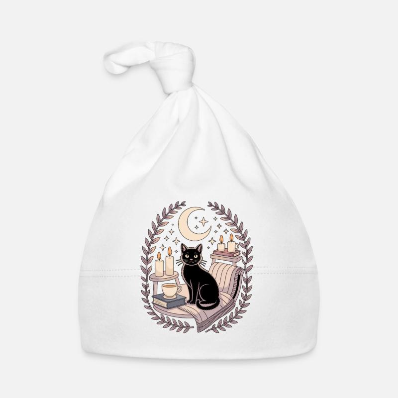 Soft Goth Cozy Goth Cat Moon Spell Organic Baby Cap
