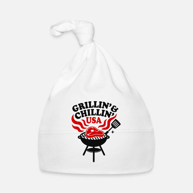 Grillin and Chillin USA Barbecue Fun Design Organic Baby Cap